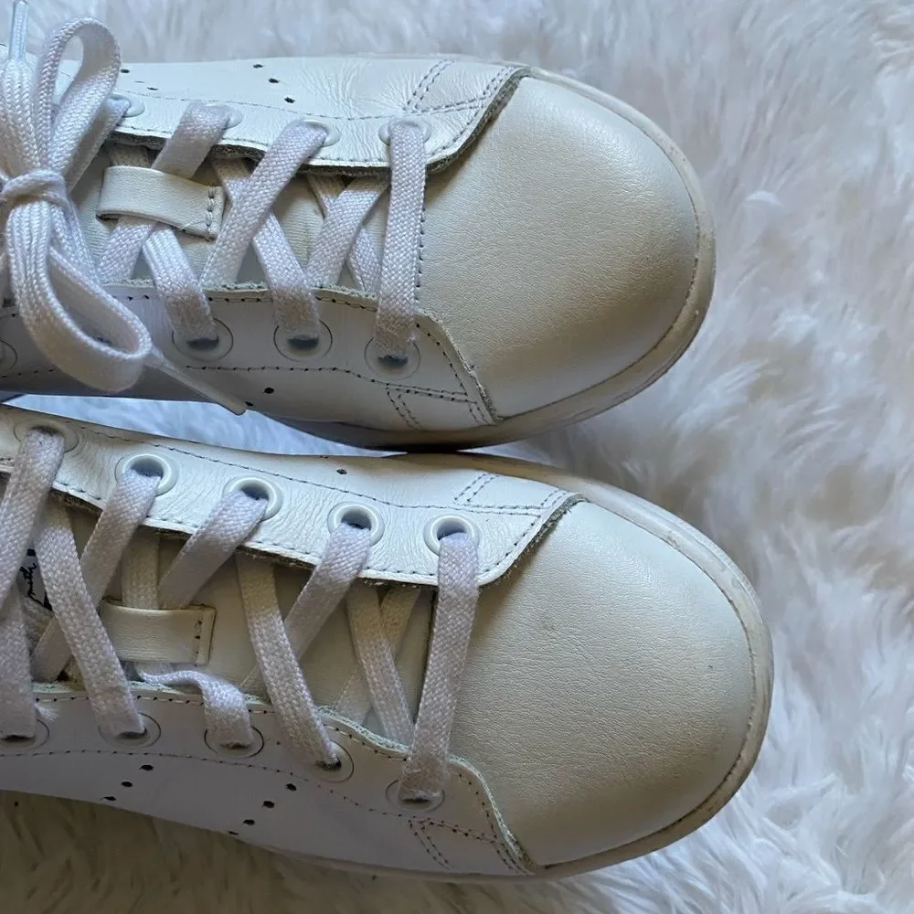 Adidas Stan Smith Sneakers Shoes White Blue Athletic Mens Size 4‎